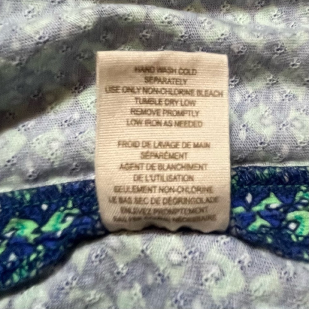 Free People cami sleeveless tank top blue & green print Small EUC - Picture 11 of 13